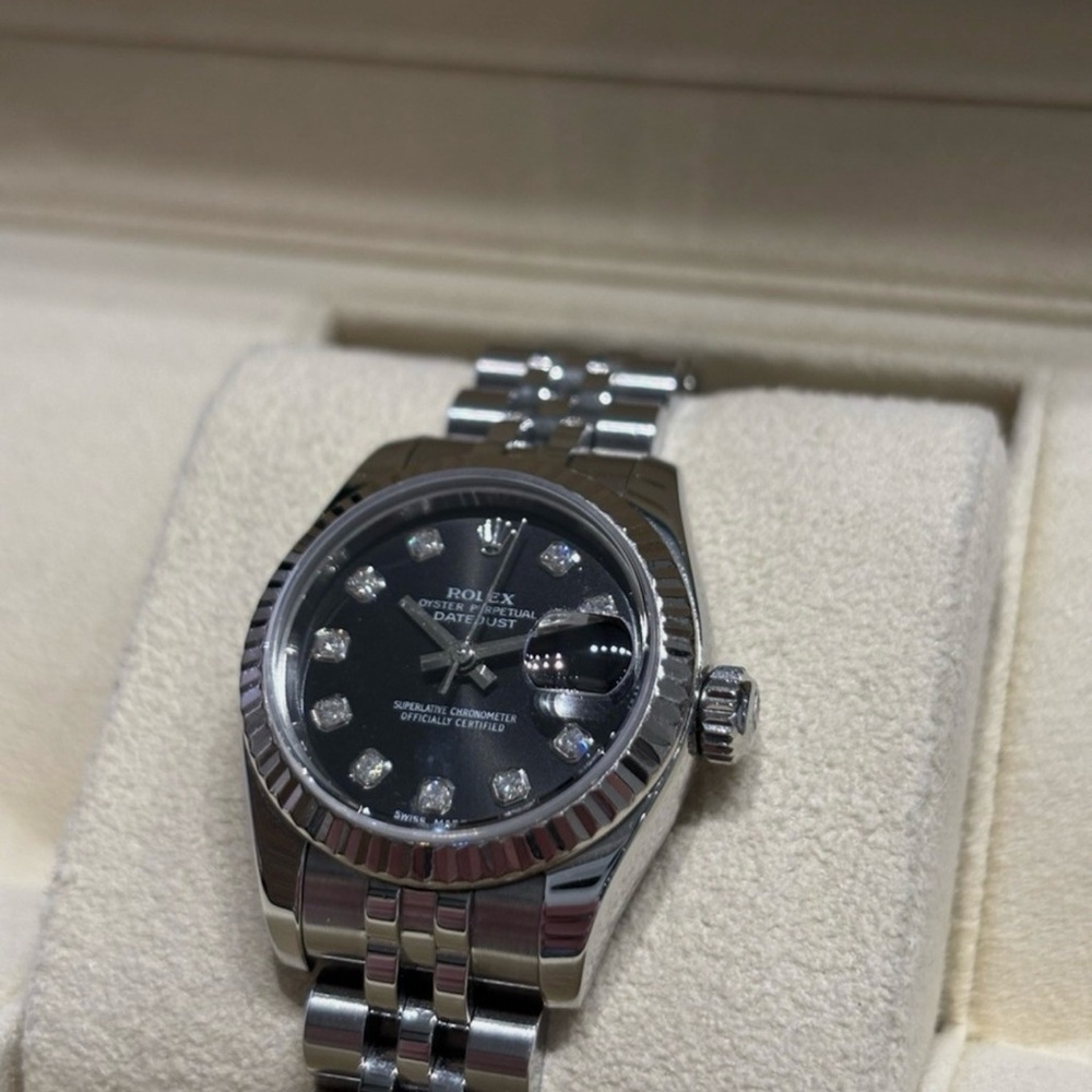 Rolex Datejust 26mm Diamond Black Dial Jubilee Ladies Watch 179174